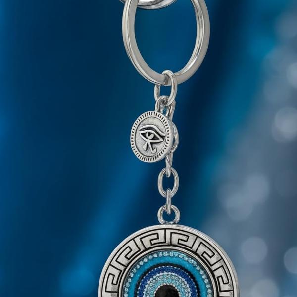 Blue Evil Eye Keychain – Nazar Protection Keyring for Car & Bike keychain alternate view